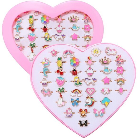 Other - 36pcs Little Girl Jewel Rings, Adjustable Unicorn Rings Toys, No Duplication Kid